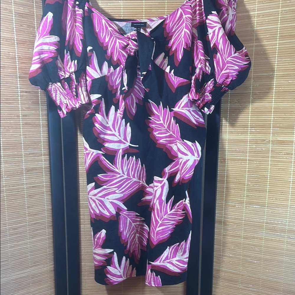 Who What Wear Pink and Purple Ruffled Tie Front Blouse